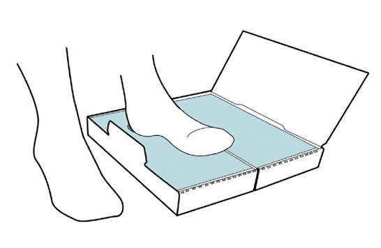 Step 1 — position the foot on impression foam