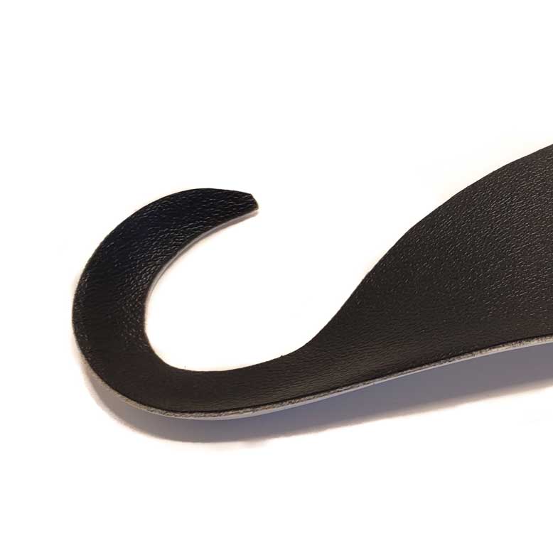 Precision leather rear heel cup curl