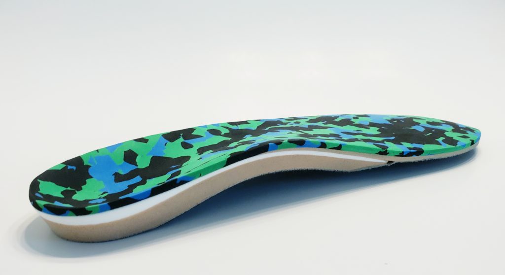 Custom patterned orthotic device showing customization options