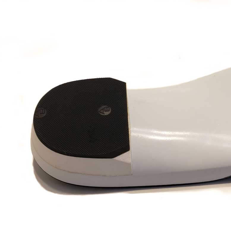 Rubber heel grip pad on polypropylene base